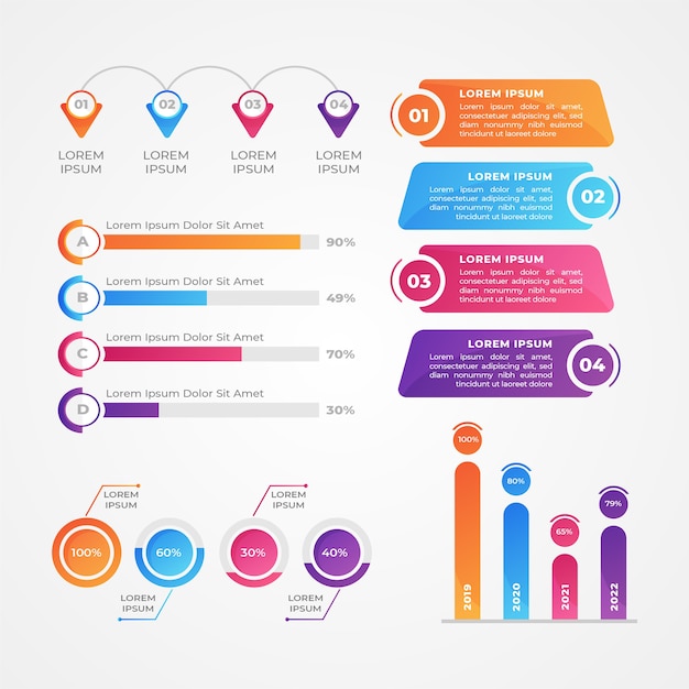 그라데이션 infographic 요소 컬렉션