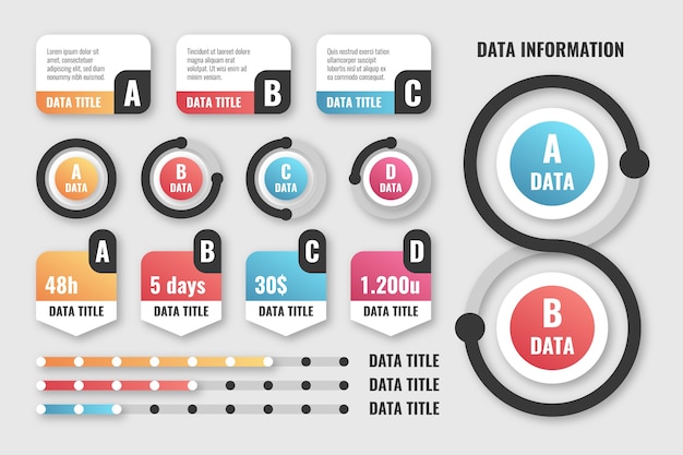 Vettore gratuito collezione di elementi infographic gradiente