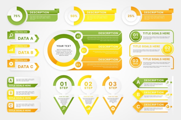 Gradient infographic element collection