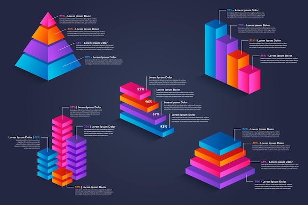 무료 벡터 그라데이션 infographic 요소 컬렉션