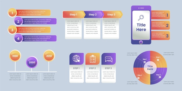 그라데이션 infographic 요소 컬렉션