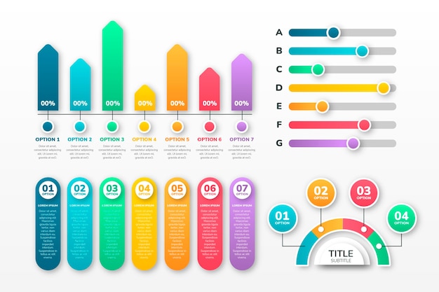 Gradient infographic element collection