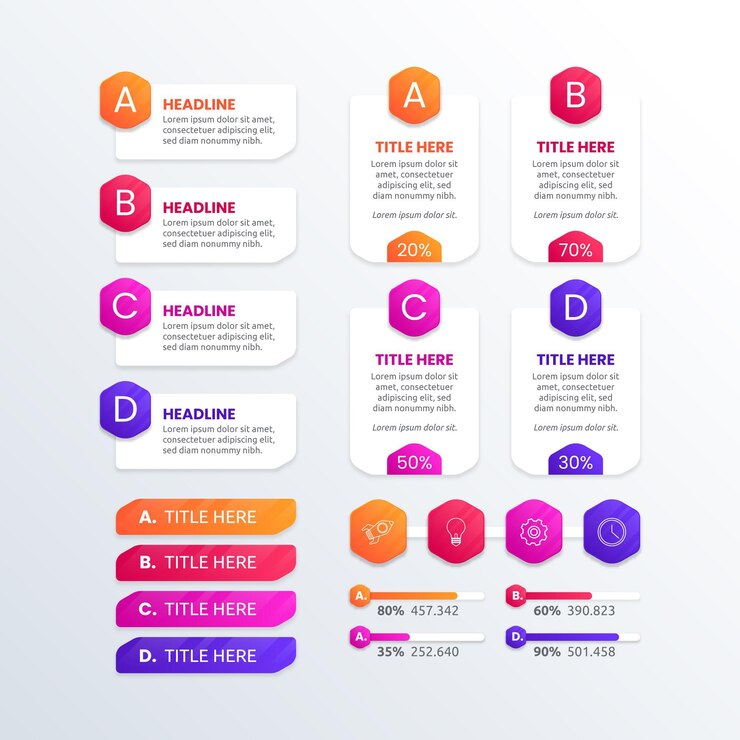 Free Vector gradient infographic element collection