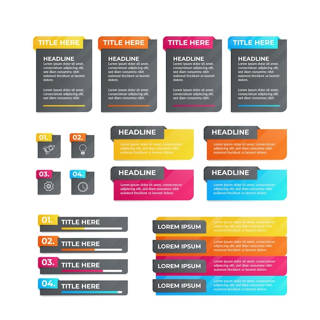 Gradient infographic element collection