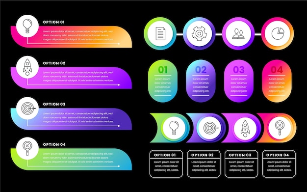 그라데이션 infographic 요소 컬렉션