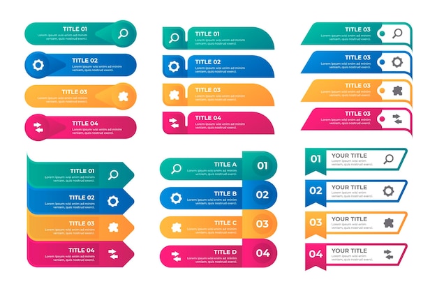 Gradient infographic element collection