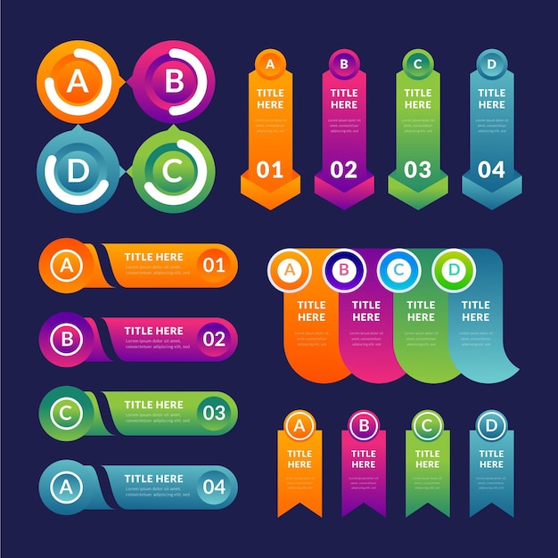 Gradient infographic element collection