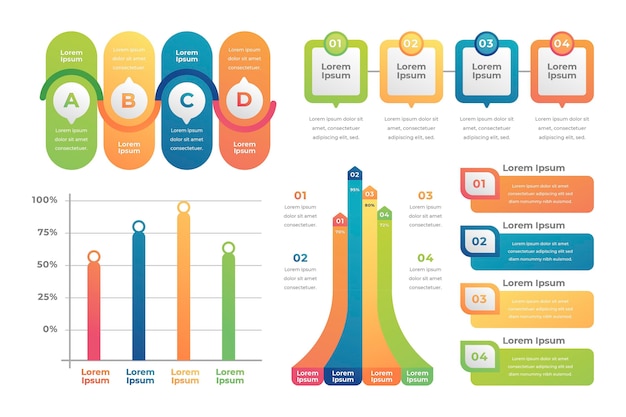 Gradient infographic element collection