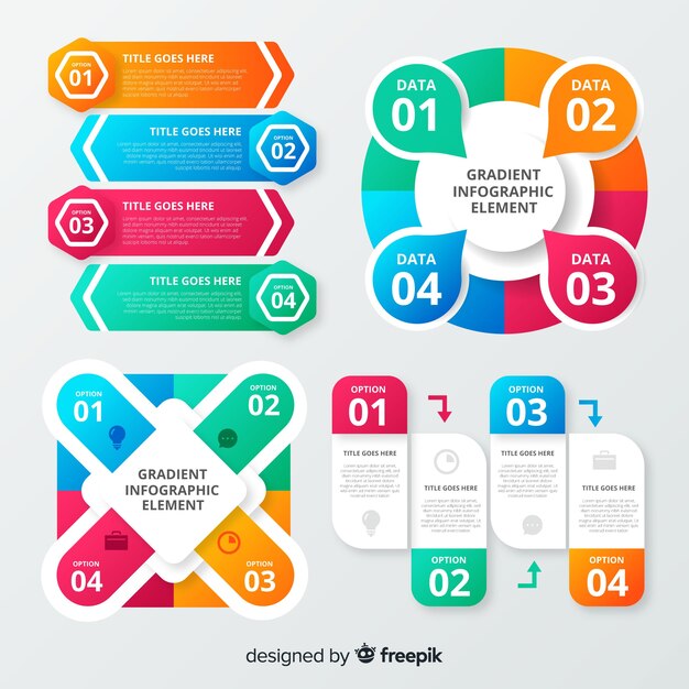 그라데이션 infographic 요소 컬렉션