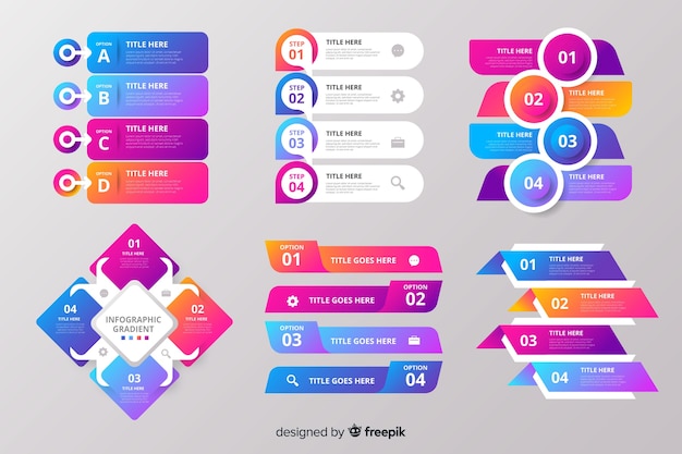 Free vector gradient infographic element collection