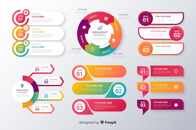 Gradient infographic element collection