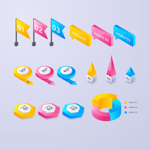 Raccolta di elementi infografica gradiente