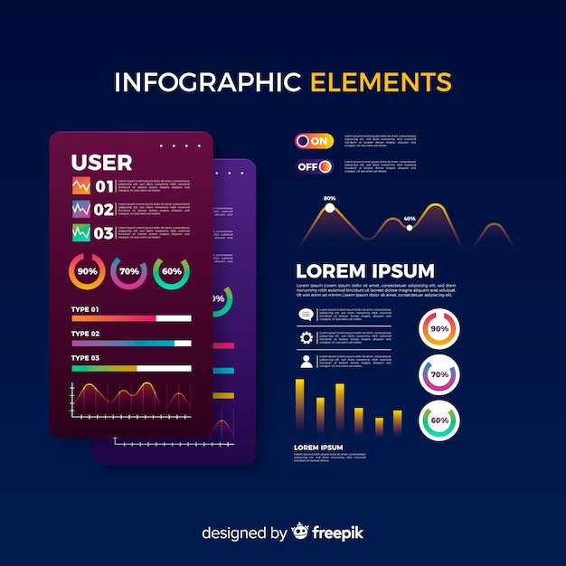 Gradient infographic element collection