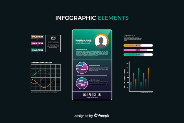 Free vector gradient infographic element collection