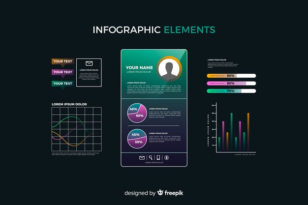 Gradient infographic element collection