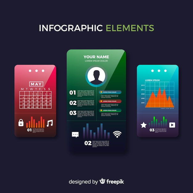 Free vector gradient infographic element collection