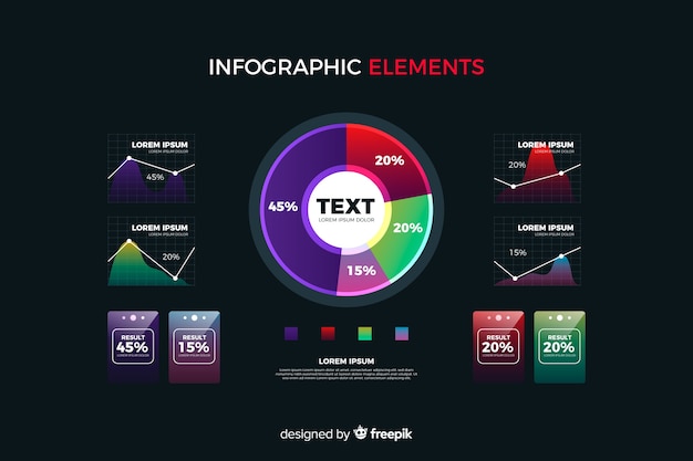 Raccolta di elementi infographic gradiente