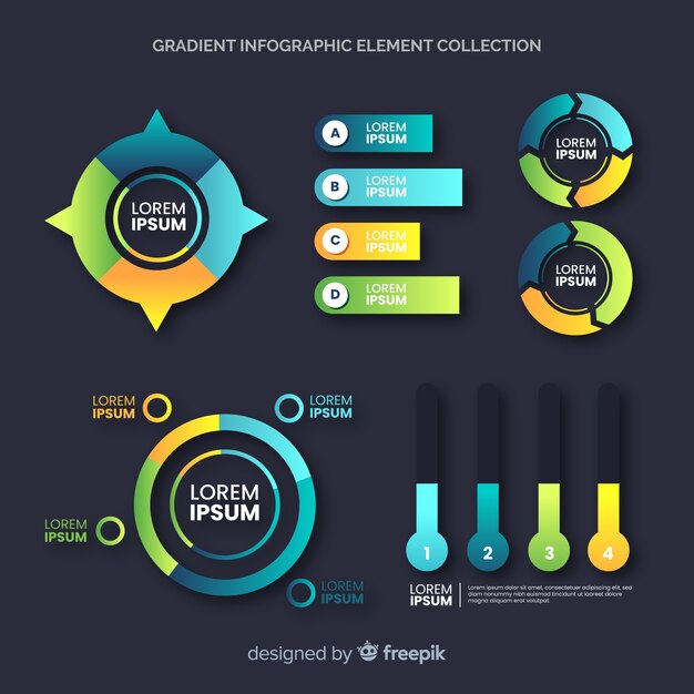 Коллекция элементов градиента инфографики