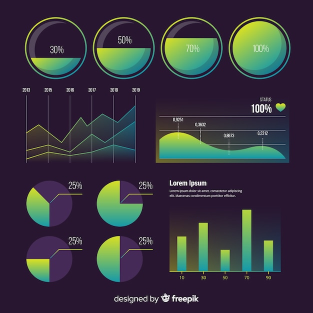 Raccolta di elementi infographic gradiente