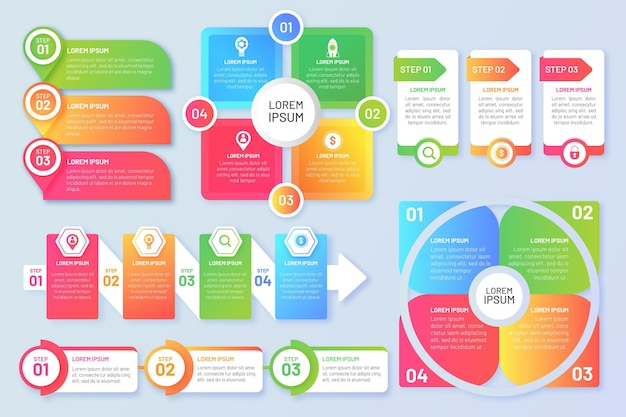 Gradient infographic element collection