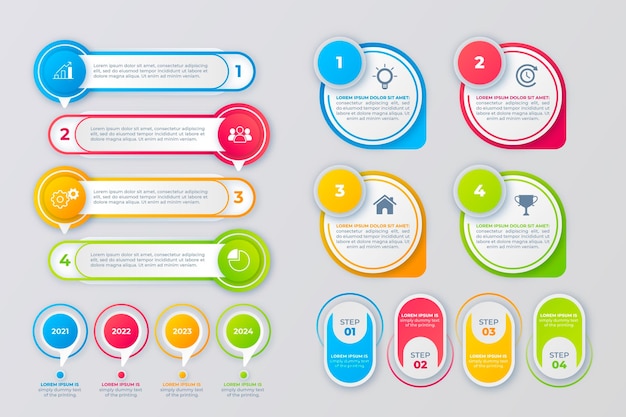 Raccolta di elementi infografica gradiente