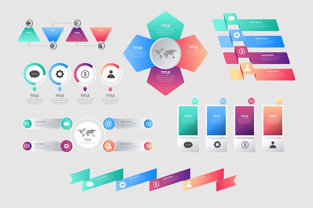 Pacchetto di elementi infographic gradiente