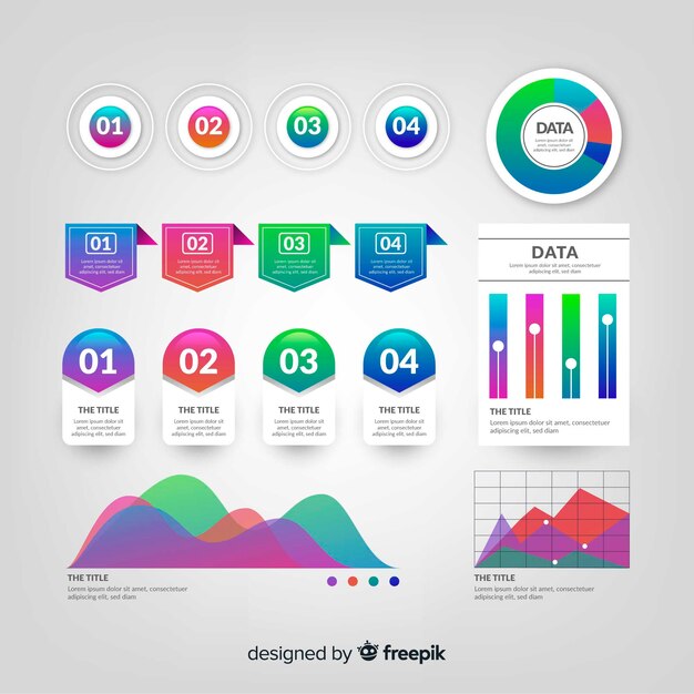 그라데이션 infographic 요소 집합