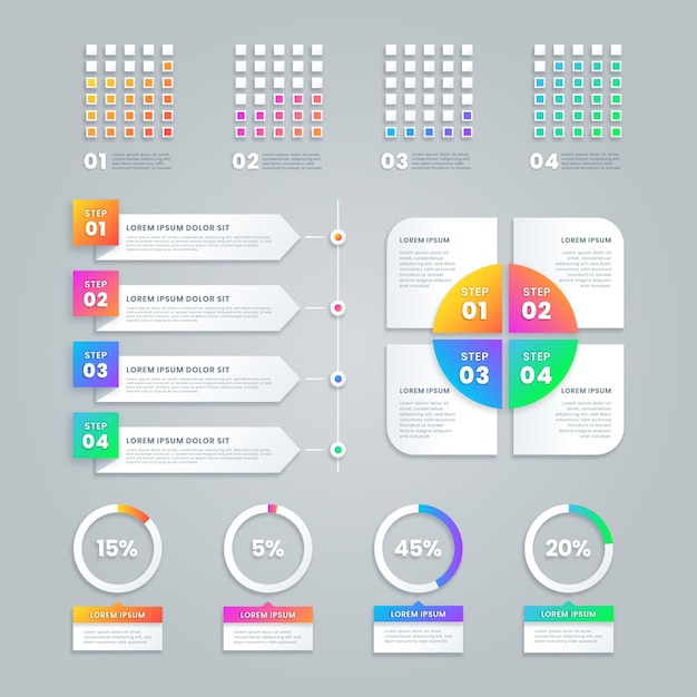 Insieme di elementi di gradiente infografica