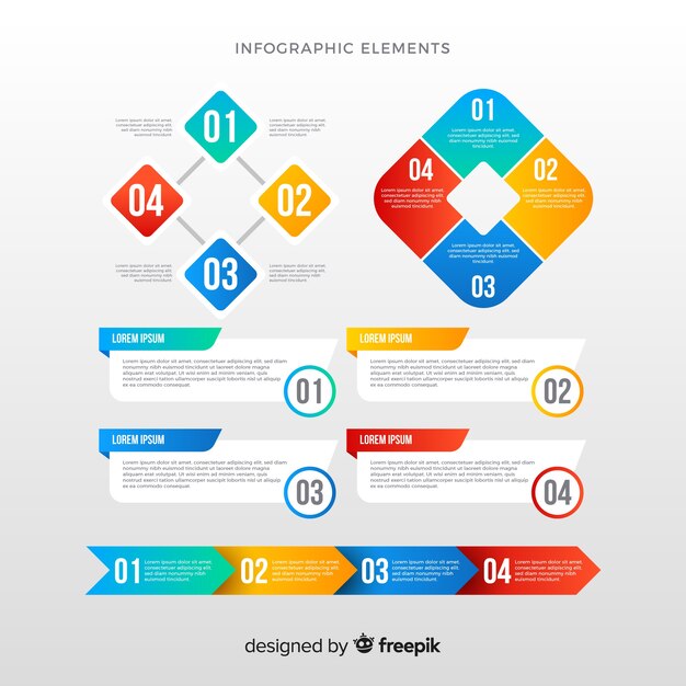 Gradient infographic elements collectio