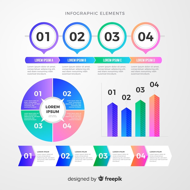 그라데이션 infographic 요소 모음