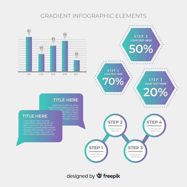 Raccolta di elementi infographic gradiente