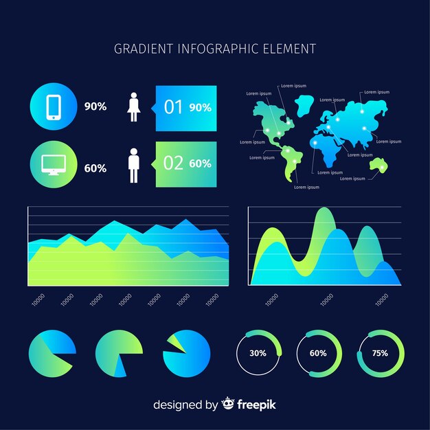 グラデーションインフォグラフィック要素のコレクション