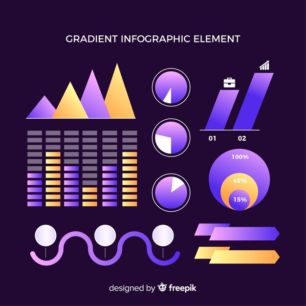 Gradient infographic elements collection