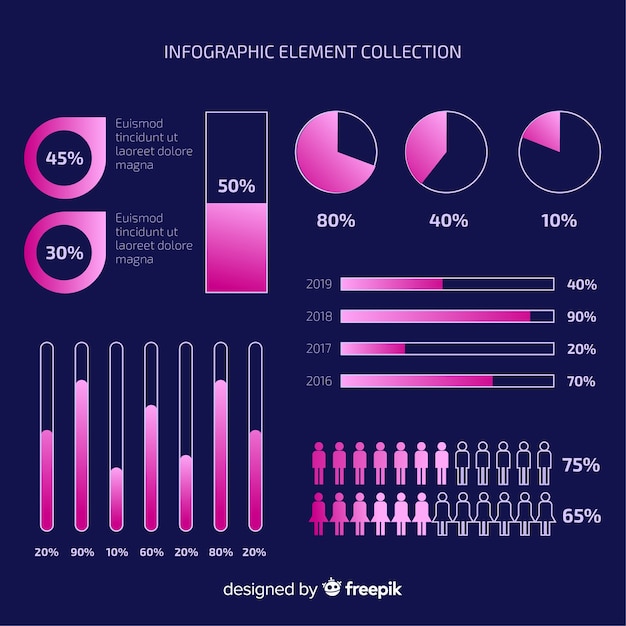 Free vector gradient infographic elements collection