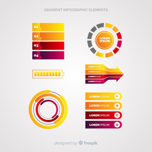 Vettore gratuito raccolta di elementi infographic gradiente