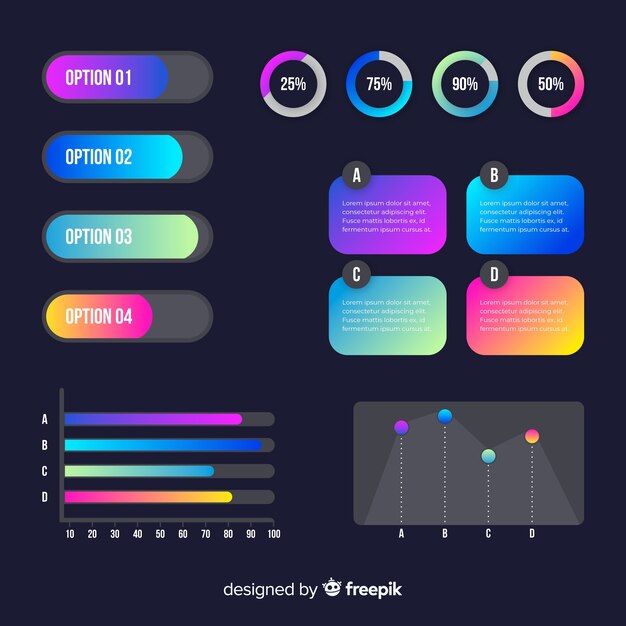 그라데이션 infographic 요소 집합