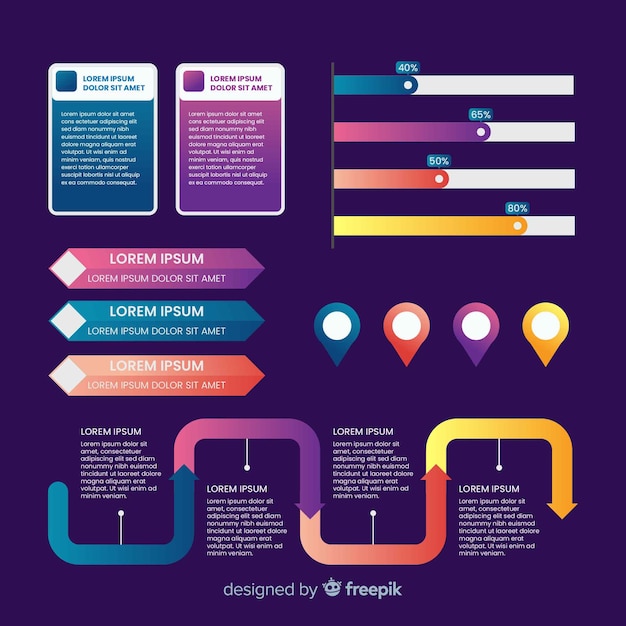 Set di elementi di infografica sfumata