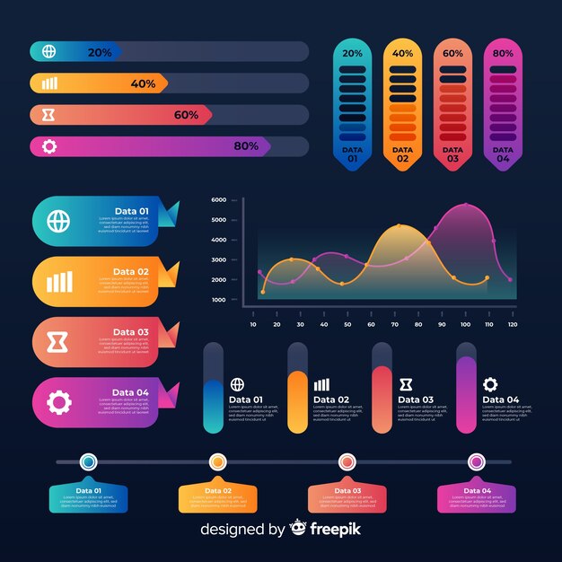 그라데이션 infographic 요소 집합