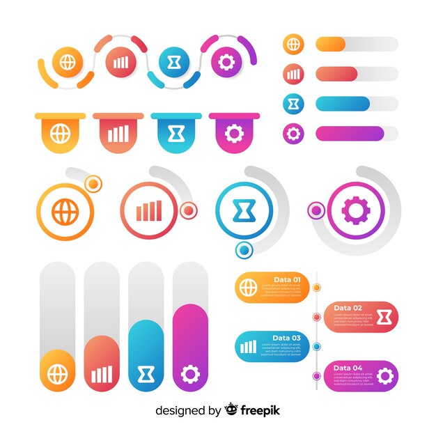 Gradient infographic elements set