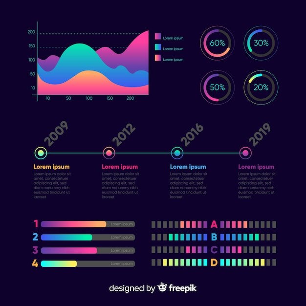 그라데이션 infographic 요소 집합