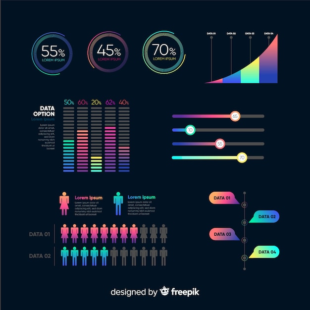 무료 벡터 그라데이션 infographic 요소 집합