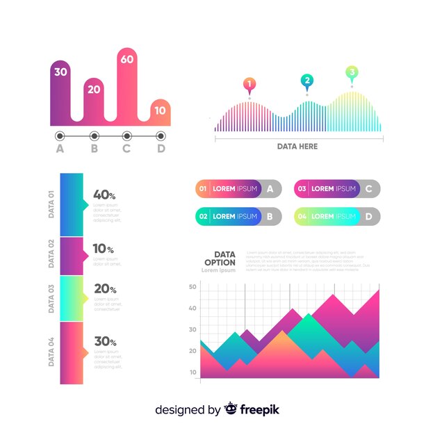 그라데이션 infographic 요소 집합