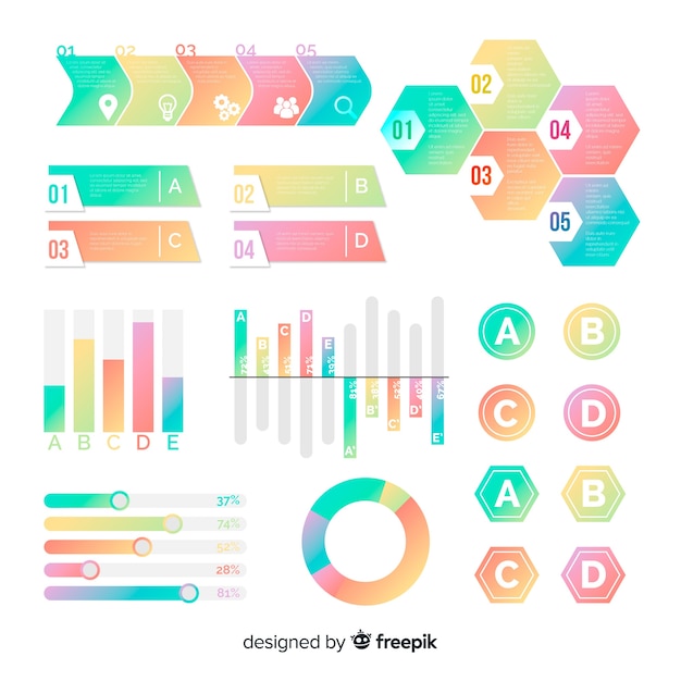 Modello di elementi infographic gradiente