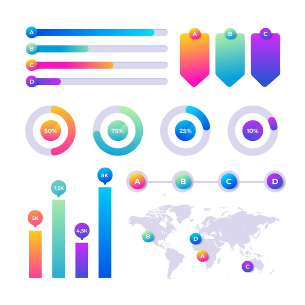 Gradient infographic elements