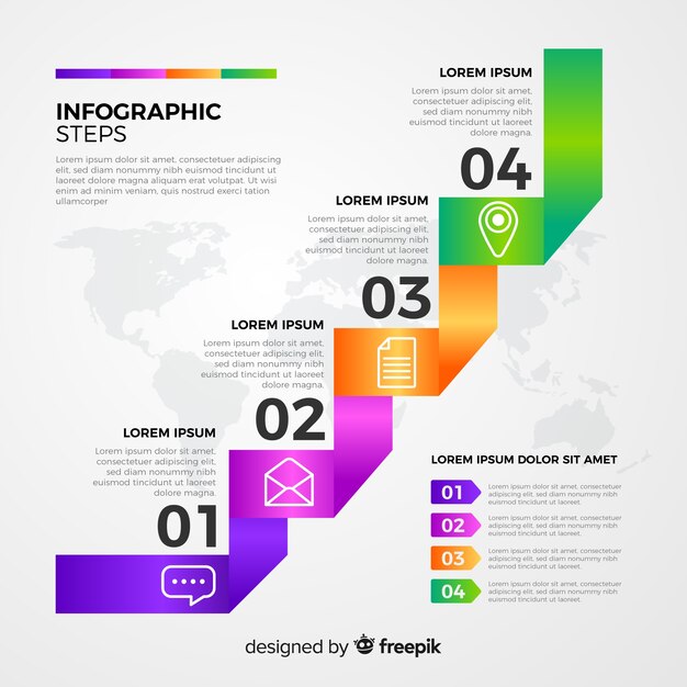 Концепция градиента инфографики шаги