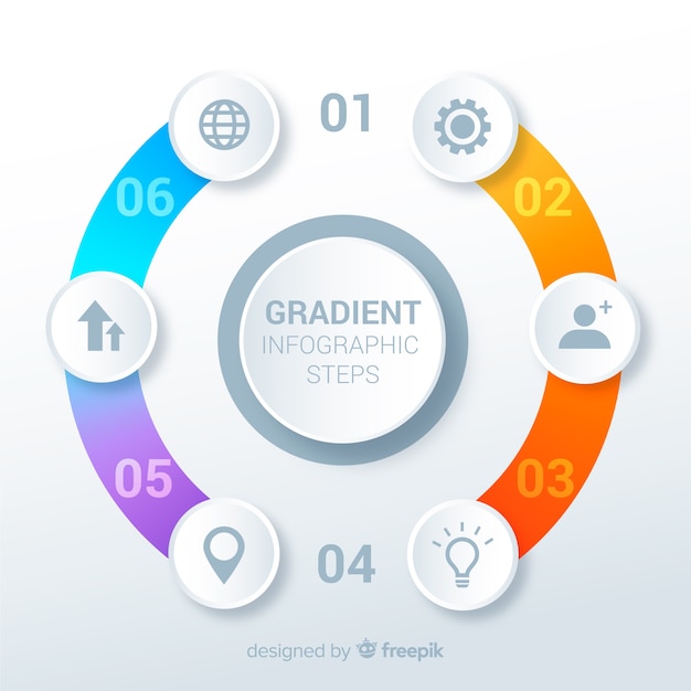 Vettore gratuito concetto di gradiente infografica passi