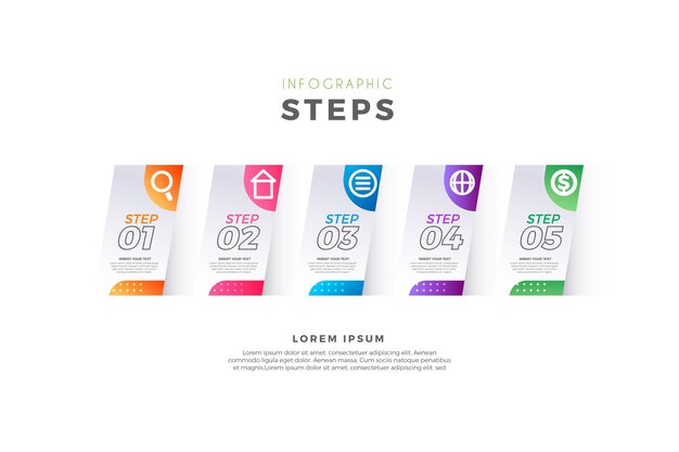 Gradient infographic steps template