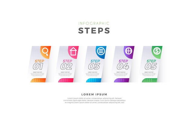 Gradient infographic steps template