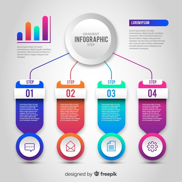 그라데이션 infographic 단계 템플릿