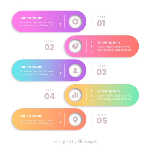 Шаблон градиента инфографики шаги